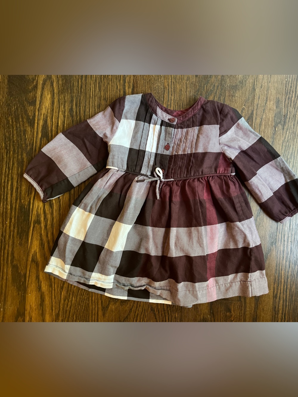 Burberry baby Girl Plaid Dress in Burgundy